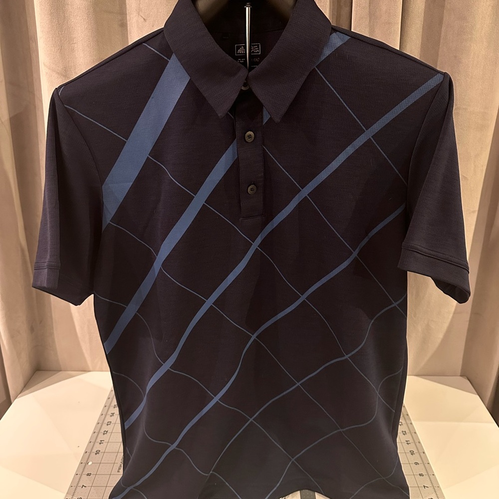 adidas Dark Blue Polo Shirt with Geometric Pattern